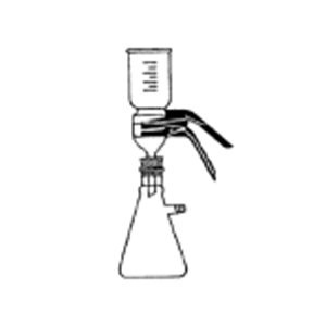 Micro Filter Holder Assembly with rubber cork - graduated funnel, filter base, spring clamp and Buchner flask