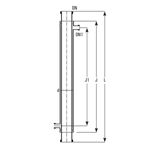 Jacketed pipe section dimensions (L, J, J1, DN, d, DN1)