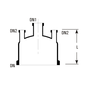 Cylindrical vessel cover dimensions DN, DN1, DN2, L