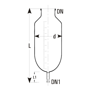 Kettle dimensions L, d, DN, L1, DN1
