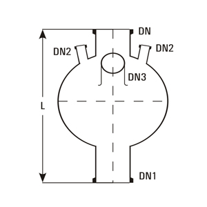 Spherical vessel with wide bottom outlet